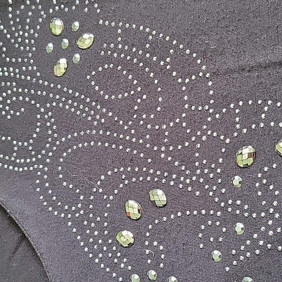 APT 9 womens black studded studded rouched side tshirt size large - Picture 3 of 3